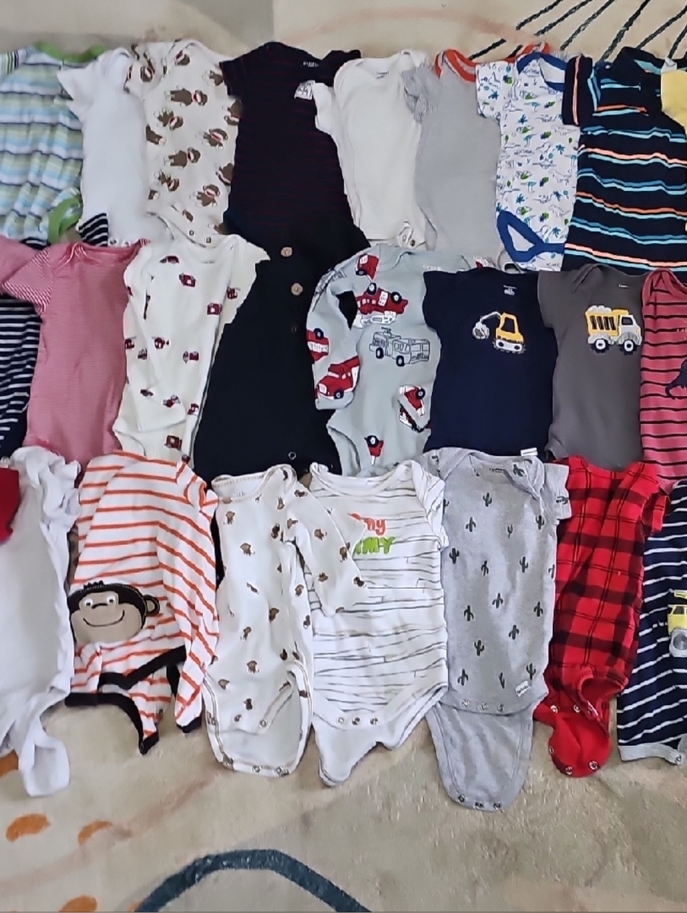 Carter's Multi-Color Baby One-Piece Lot Of 30 - Stripes, Prints & Solids